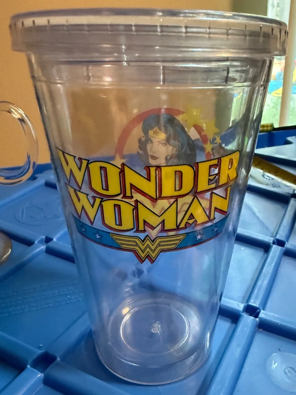 Wonder Woman 16 oz Acrylic Travel Tumbler Clear Double Wall Cup Sil